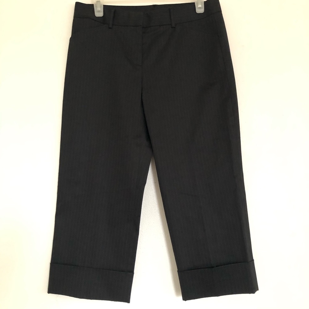 Elie Tahari Black Pinstriped Cropped Trousers